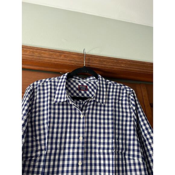 NWT UNTUCKit Women's Belleza Button Up Long Sleeve Blue Gingham Shirt Size 2 - Picture 2 of 12